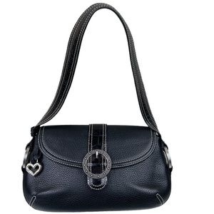 Brighton black leather bag with Snakeskin buckle Accent